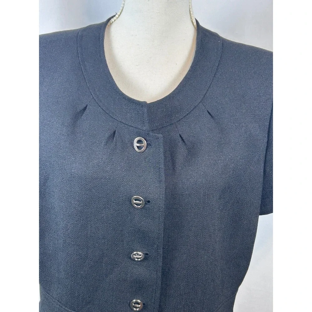 Tahari Black Peplum Skirt Suit‎ Set Short Sleeve Jacket Pencil Skirt 1